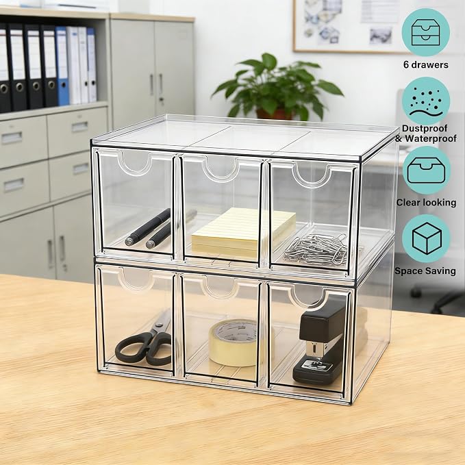 Prsildan Tea Bag Organizer K Cup Holder Drawer Coffee Pods Storage, 2 Pack | Clear Acrylic, Stackable, Pull Out, For Kitchen Office Craft Art Supplies Hair Accessories Makeup Small Items - Image 9