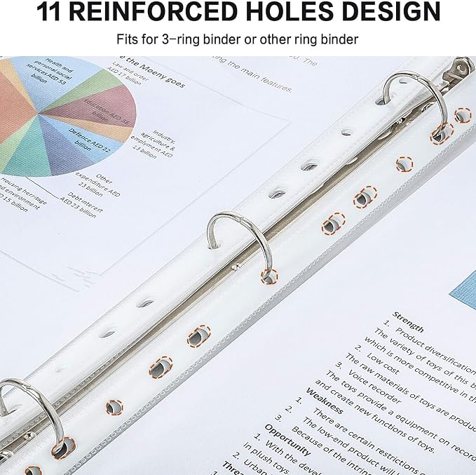 Sheet Protectors, PANDRI 800 Pack Clear Heavy Duty Plastic Page Protectors Sheet Reinforced 11-Hole Fit for 3 Ring Binder Fits Standard 8.5 x 11 Paper, 9.25 x 11.25 Top Loaded, Excluding Acid - Image 3