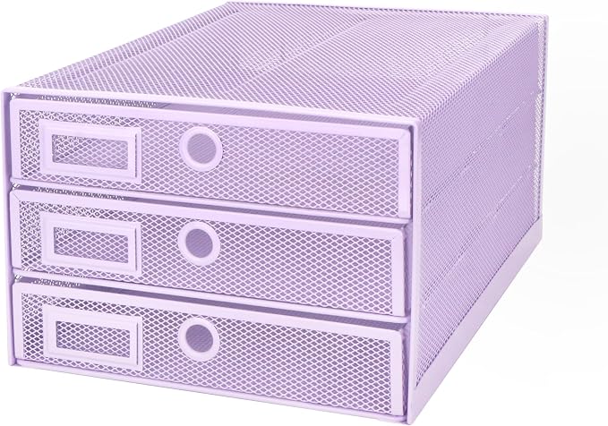 EXERZ Paper Sorter 3 Tier Drawers A4 / Multifunctional Desk Organiser/Letter Tray - Documents, Magazines, Notebooks and Letters - Light Purple | Desk Organiser Pull Out Trays Keep Files Letters Magazines Folders Notebooks Neatly Separated Easy To Reach - Image 5