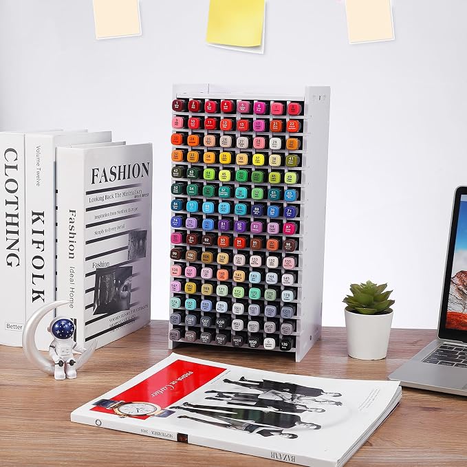 Marker Organizer,120 Slots Marker Holder Organizer with Divider | Marker Holder,Adjustable Marker Rack for Pens,Colored Pencils,Art Brushes,Home Office Art Room and Classroom Desk Organizer - Image 2