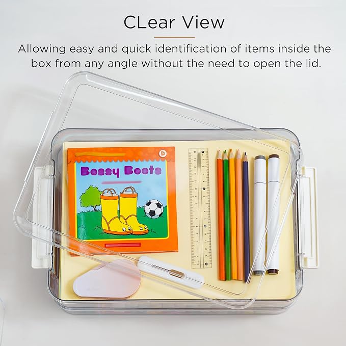 Citylife 3Packs 13''x9''Paper Storage Box with Lids, Art Supply Organizer | Latches Designed for Sensory Activities, Classroom Learning, Crafts and Small toys. Organize Fillers, Art Supplies - Image 3