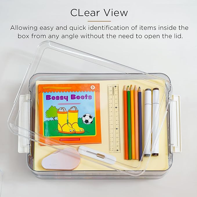 Citylife 5Packs 13''x9''Paper Storage Box with Lids, Clear Organizer | Stackable File Box for Organizing A4 Paper, Letters, Documents, Art Supplies, and Crafts,Project Case - Image 4