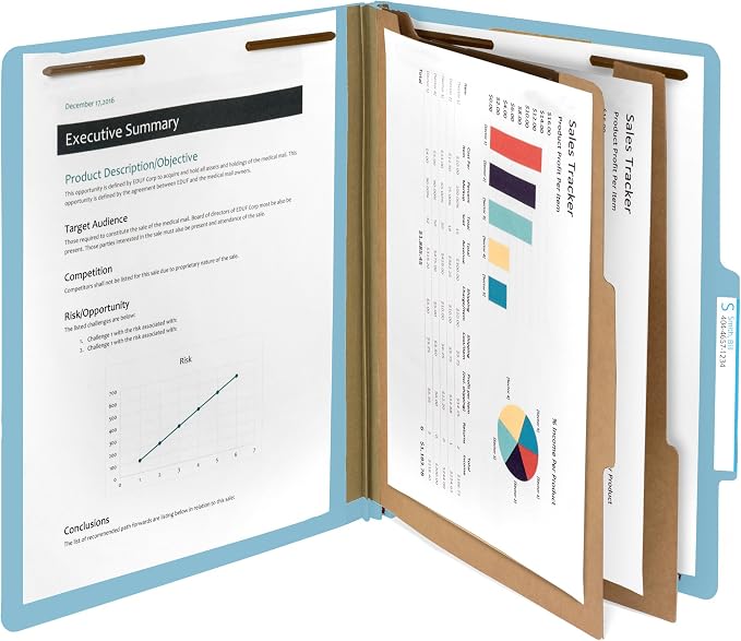 Blue Summit Supplies 30 Letter Size Light Blue Classification Folders, 2 Dividers, 2 Inch Tyvek Expansions, Durable 2, Letter Size, Light Blue Color, 30 Pack | Heavy-duty letter size, 2 in expansion, 2 prong fasteners, 2 dividers, for medical and legal... - Image 4