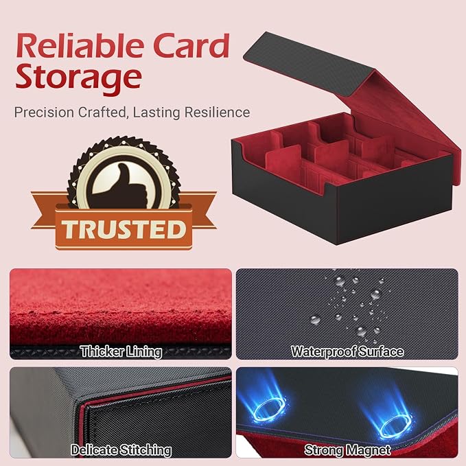 3-Row【2400+】Trading Card Storage Box, Card Organizer Holder with 8 Dividers, Case Fit for MTG TCG Magic Commander Deck Playing Cards, Deck Box for Sport Card - Image 5