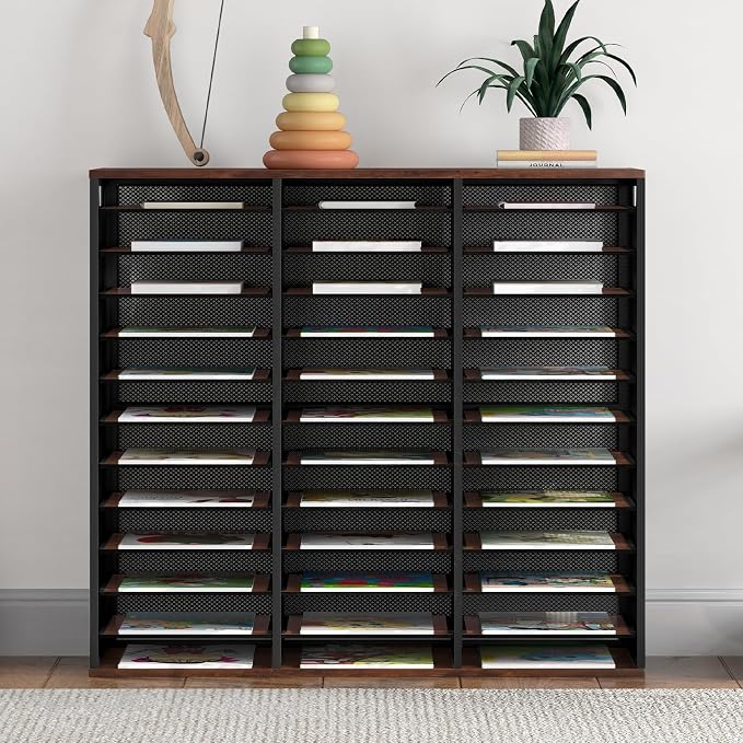 PAG Mass Mail Sorter - Adjustable Mail Holder, Countertop Literature Organizer, Student Mailbox for Classroom, Desktop Bill Paper Organizer for Office Home School, 36 Compartments, Brown - Image 7