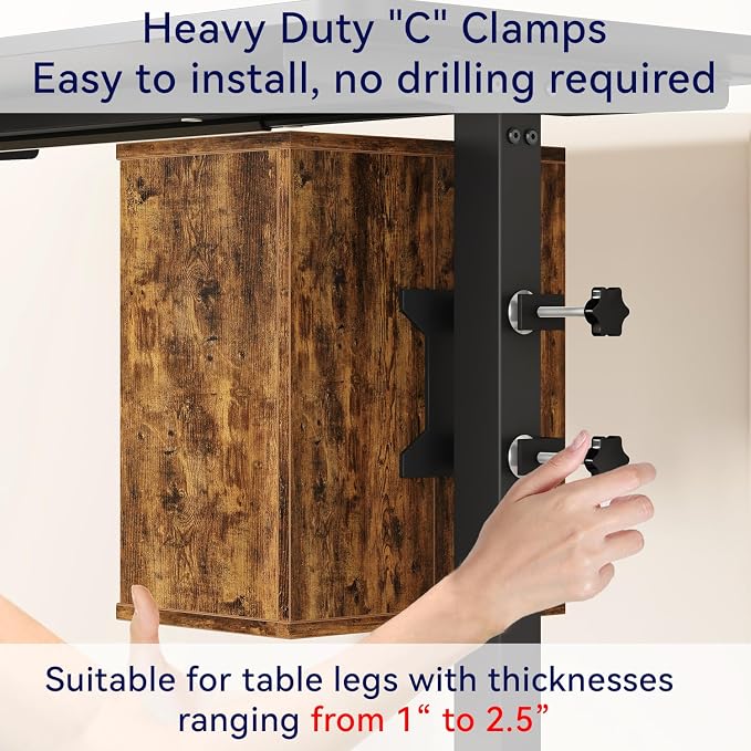 IBUYKE Under Desk Storage Cabinet Clamp on Desk Legs Shelf UTMZ012H | Adjustable Shelf, for Standing Desks Shelf, for Office,Elevating Your Workspace - Image 6