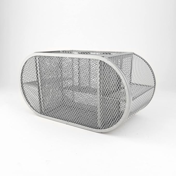 D.RECT Desk Organiser, Pen Holder, Pen Holder, Table Organiser Made of Metal, Office Tray with Note Holder Mesh, 350 x 297 x 275 mm, Silver - Image 7