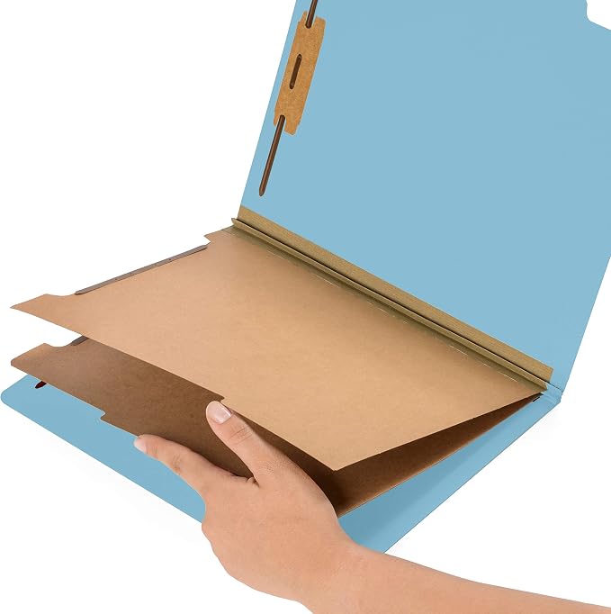 Blue Summit Supplies 10 Blue Classification Folders with 2 Dividers and 2 Inch Tyvek Expansions for Organizing Medical, Law, and Office Files (Pack of 10) - Image 2