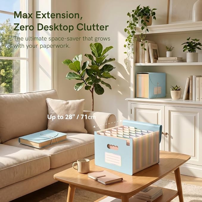 ABC life 26 Pockets Accordion File Organizer, Dusty Blue | Expanding File Folder for Letter/A4 Size, Portable Document Holder with A-Z Tabs for Tax Receipt, School, Home, Office - Image 4