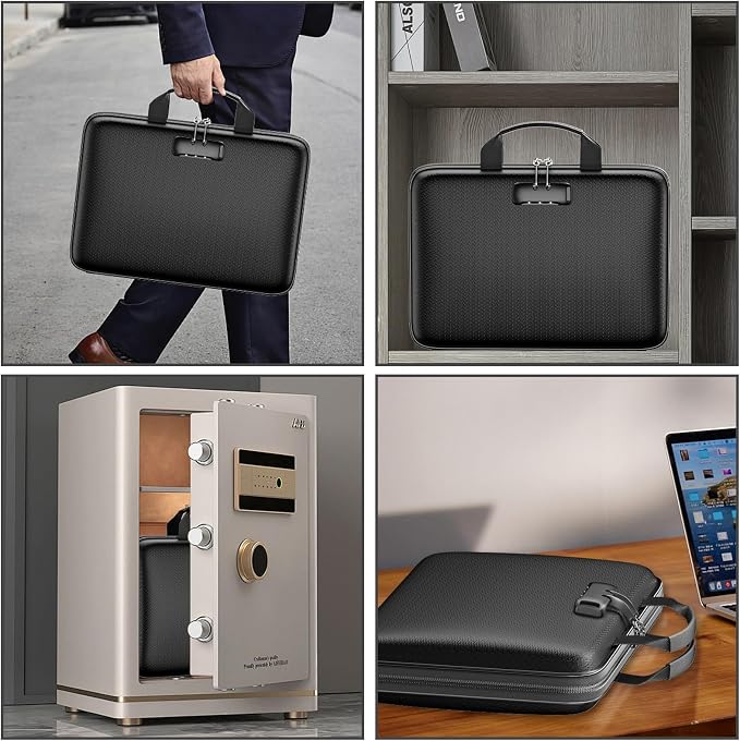 Fireproof File Organizer with Lock, Hard-Shell Document Box, Black | Water Resistant, 13-Pocket Expanding Folder, Portable Safe Storage for Letter Legal Files, Laptop, Valuables, Large Capacity - Image 7