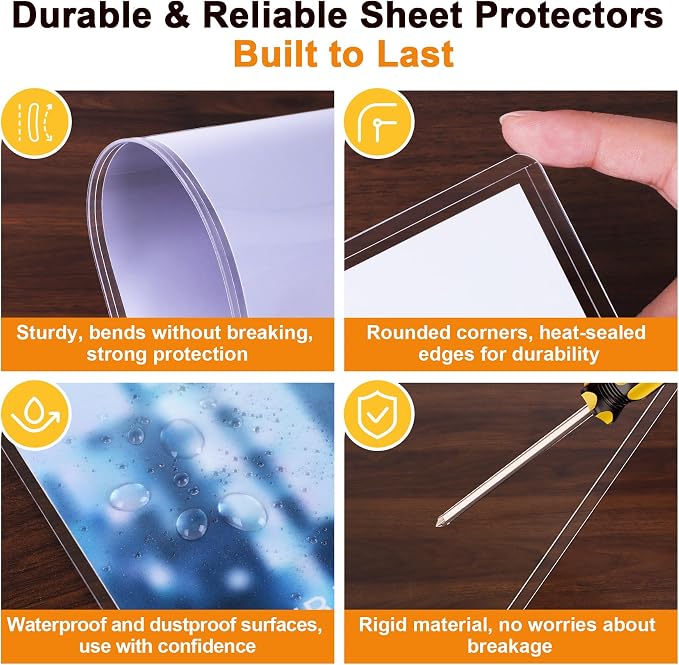 Ndsox 50 Pack 8.5" x 14" Rigid Print Protectors Clear Hard Plastic Sheet Protectors Top-Loading Rigid Menu Covers for Legal Size Paper, Documents, Photo, Posters, Prints, Artworks, Birth Certificates - Image 3
