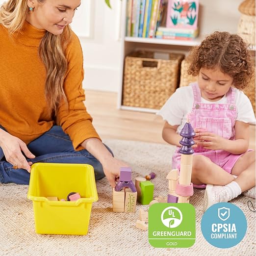 ECR4Kids Scoop Front Storage Bins, Multipurpose Organization, Yellow, 10-Piece - Image 6