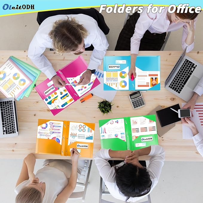 Oleitodh Plastic Folders with Pockets - 60 Pack 20 Colors & 2 Pocket Folder Bulk with 2 Business Card Slots, Heavy Duty File Folders for School Home Office and Business - Image 5