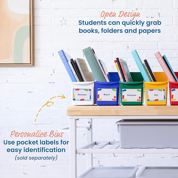 ECR4Kids Linking Plastic Storage Book Bin, Multipurpose Organization, Assorted, 10-Piece - Image 5