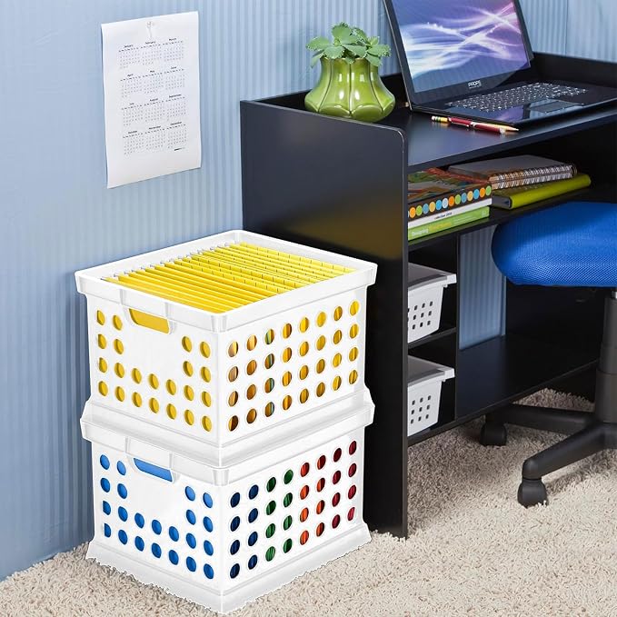 Sterilite Storage Crate Bin File Organizer for Home & Office, White, 6-Pack | Heavy-Duty and Stackable Plastic Boxes and Containers for Desk, Cabinet, Dorm, Garage, or Utility Organization - Image 5