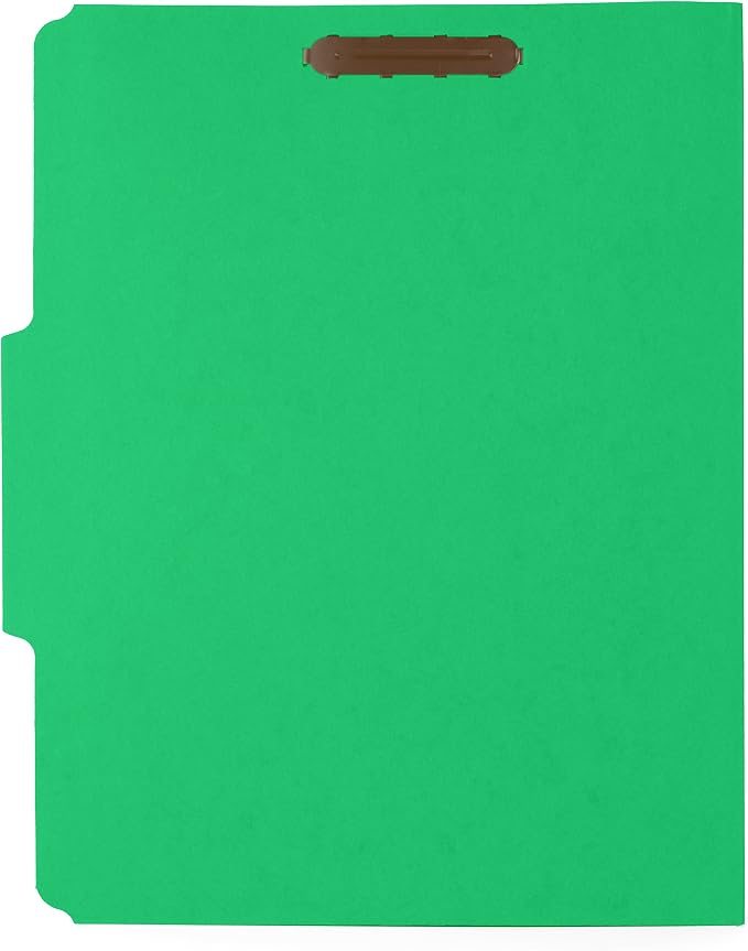Blue Summit Supplies 50 Green Fastener File Folders, Letter, 1/3 Cut Tab | Durable 11pt green paper, reinforced 1/3 cut tabs, 2 prong fasteners, medical, law client and office files - Image 3