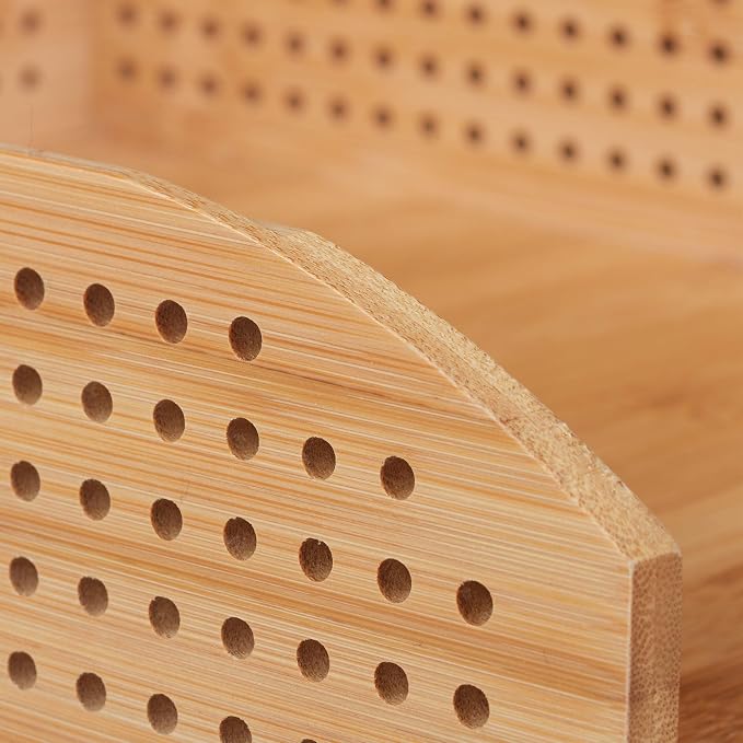 Bamboo Letter Tray, Set of 5, Perforated, Stackable, A4, Office Storage, Study, 7 x 25 x 13 cm, Natural - Image 8