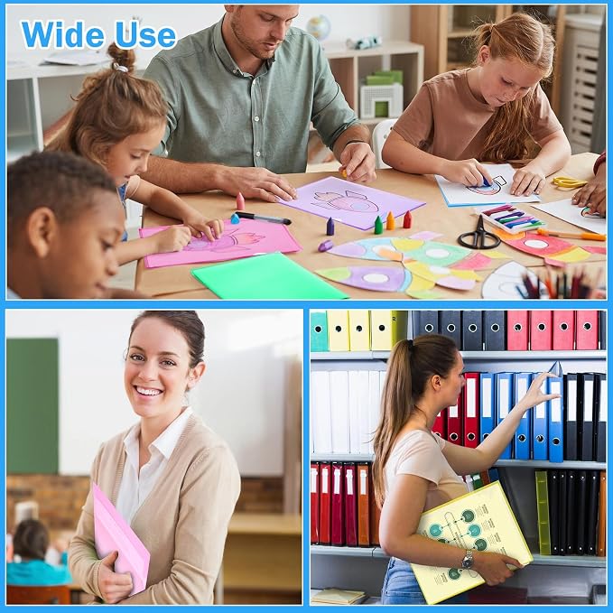 Fainne 100 Pcs Plastic Document Folders Clear File Folders Plastic Pockets Sleeves Letter Size 8.7 x 12.2 Inches A4 Assorted Colors for Office Supplies (Bright Color) - Image 7
