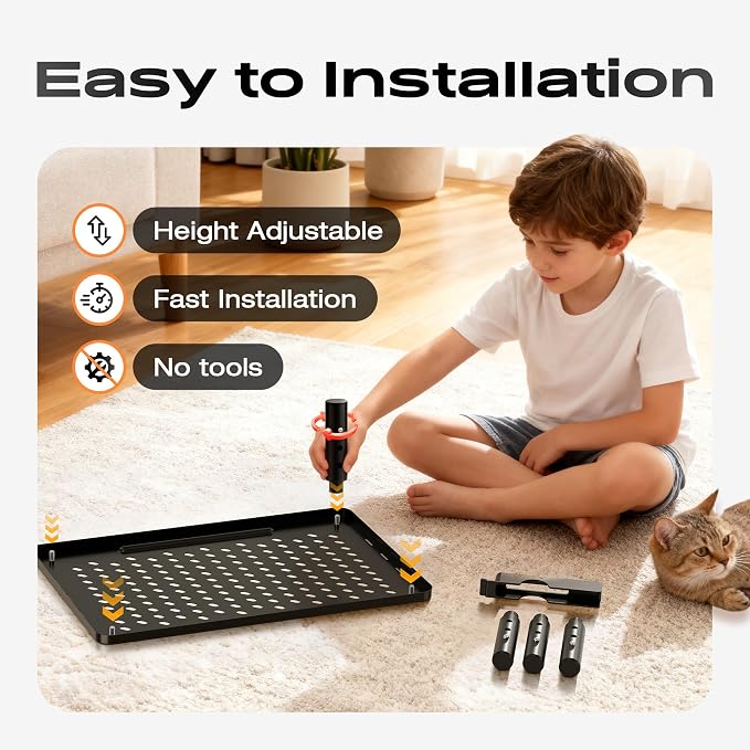 Computer Monitor Stand Riser for Desk, 3 Height Adjustable PC Laptop TV Desktop Monitor Stand Shelf, Metal Printer Table with Phone Holder, Stand Riser for Desk, Office Desk Organizers and Accessories, 1 Pack - Image 7