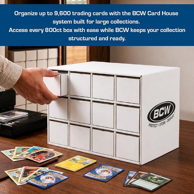 BCW Card House Storage Unit with 12 x 800ct Boxes | Holds Up to 9600 Cards | Organizer for Sports Cards, Pokémon, Magic: The Gathering & More - Image 7