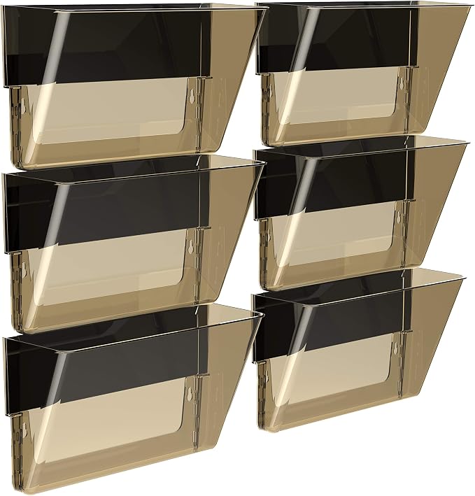 Storex Letter-Size Magnetic Wall Pocket – Plastic File Organizer, Heavy-Duty Magnet Holds 5lbs, Smoke, 6-Pack (70235B06C) by Storex