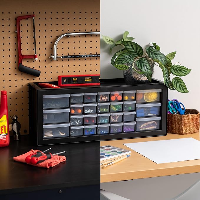 IRIS USA 26-Drawer Teacher Toolbox, Stickers, Markers, Made in USA, Black | Wall mountable, Stackable, Craft Supplies, Building Bricks, Crayons, Beads Organizer - Image 9