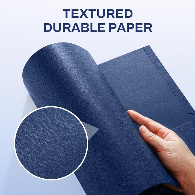 SUNEE Folders with Pockets(125 Pack, Navy Blue), 2 Pocket Folders Fit Letter Size Paper, Paper File Folder for School Office Home Business - Image 3