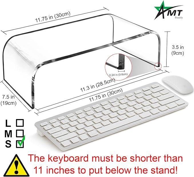 AMT Premium Acrylic Monitor Stand, Clear, Monitor Riser for Laptop/PC/Multimedia Monitor/Printer Stand for Home Office (Small - 2 Pack) - Image 5