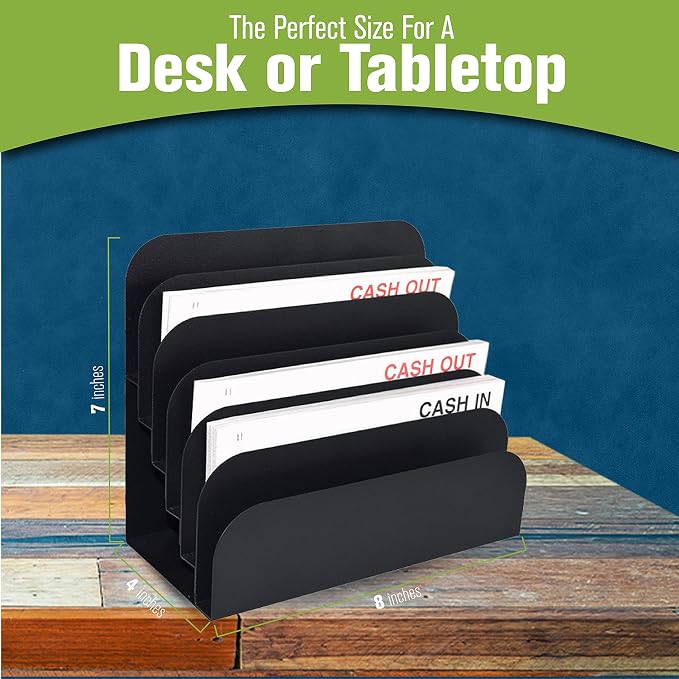 BankSupplies STEELMASTER 6 Slot File and Desk Organizer Paper Organizer Black Powder Coat Finish - Image 5