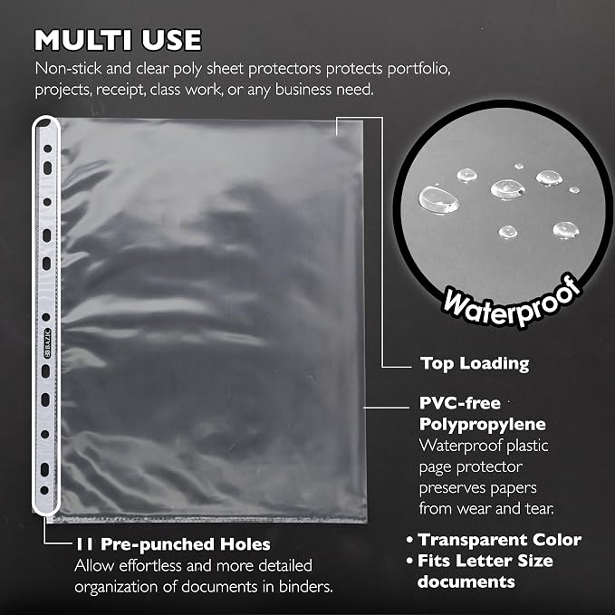 BAZIC Products Heavy Weight Sheet Protectors, Top-Load, Letter, 144-Case | letter size, heavy weight top-loading sheet protectors, acid-free poly, Fit 3-ring binders, Clear front and back - Image 3