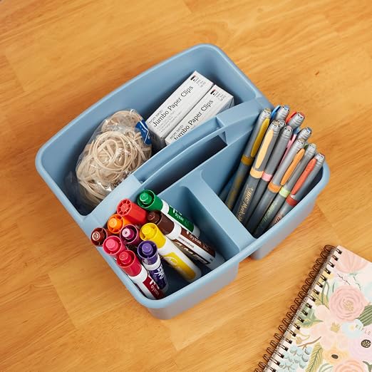 ECR4Kids 3-Compartment Small Plastic Caddy, Multipurpose Organization, Earthtone, 6-Pack - Image 10