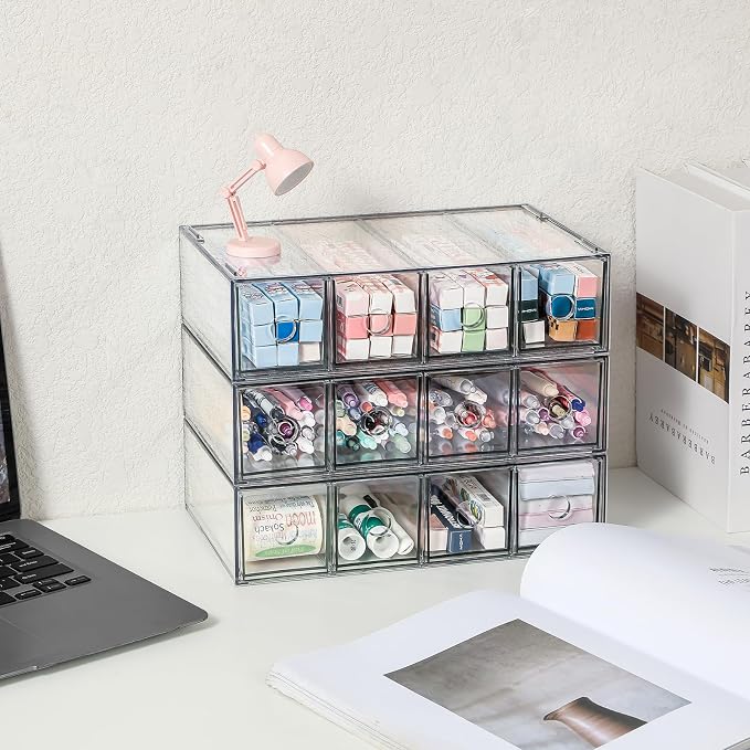 Stackable Organizer Acrylic Storage Drawers, Suitable for Desktop Storage, Office Supplies, Cosmetics, Stationery, Jewelry, Accessories (3) - Image 4