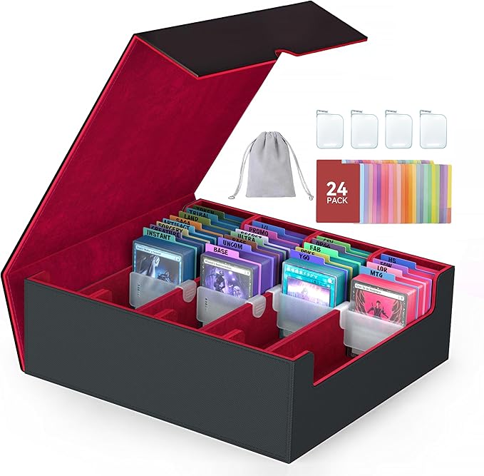 4-Row【3200+】 Trading Card Storage Box, Card Organizer Holder with 24 Dividers, Case Fit for MTG TCG Magic Commander Deck Playing Cards, Deck Box for Sport Card by ENTUMODirect