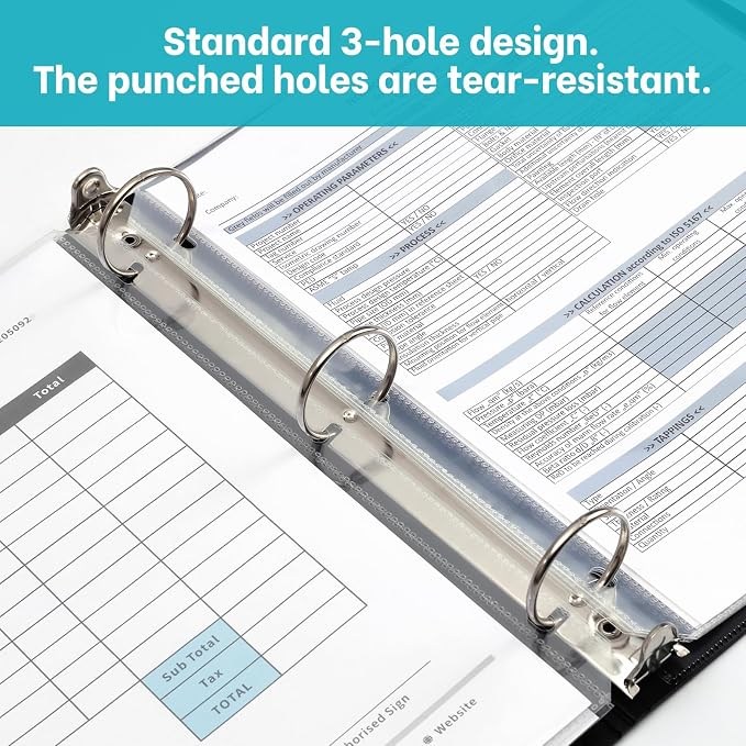 Heavyweight 3-Hole Letter Size Sheet Protectors - High Transparency Plastic Heavy Duty Sleeves for 3 Ring Binders, Archival Safe, Durable Page Protectors for Documents, 8.5x11 Inch (600 Pack) - Image 4