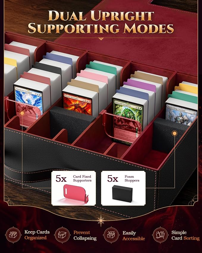 MoKo Trading Card Storage Box for MTG, 3900+Capacity, Black Red | Card box with Dice Tray, Commander Display & Handle, Top Loaders Organizer Case, For Magic Game, TCG PTCG Sport Cards - Image 5