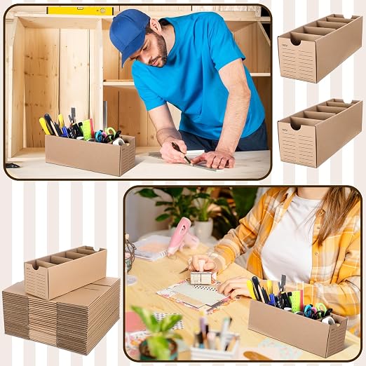 Teenyyou 30 Sets Cardboard Parts Bins Boxes Kraft Cardboard Storage Bins with Dividers for Parts Shelves Stem Project Online Store Inventory Organized(Brown,12 x 4 x 4 Inches) - Image 6