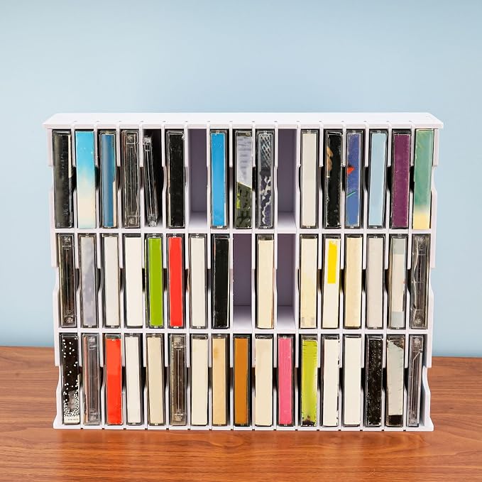 Cassette Tape Storage, 51-Slot Desktop Audio Tape Organizer | Audio Tape Organizer Rack Wall-Mounted Cassette Holder, White - Image 6