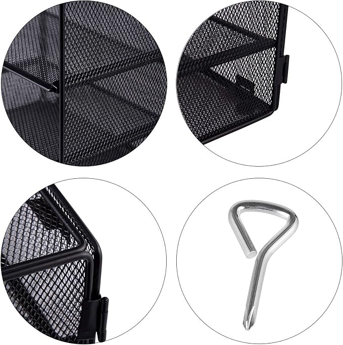 5 Slot Mesh Desk Organizer Tray, File Paper Letter Folder Holder Desktop Paper Sorter Mail Organization Rack Storage Accessories, for Office Home School Classroom, Black, 2 Pack - Image 4
