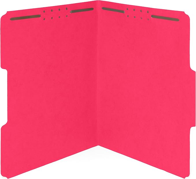 Blue Summit Supplies 50 Red Fastener File Folders, Letter, 1/3 Cut Tab | Durable 11pt red paper, reinforced 1/3 cut tabs, 2 prong fasteners, medical, law client and office files by BlueSummitSupplies