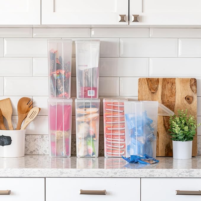 IRIS USA Flip Top Storage Containers |Made in USA| Large (6-Pack) - Clear | Vertical Bins with Removable Lids for Organizing Office, Craft, Pantry, Art, Ephemera & Study Supplies - Image 3
