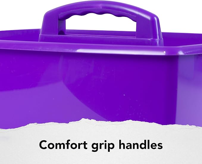 Storex 2-Compartment Large Craft Caddy – Multipurpose Classroom Organizer with Handle, Purple, 6-Pack (00955F06C) - Image 5