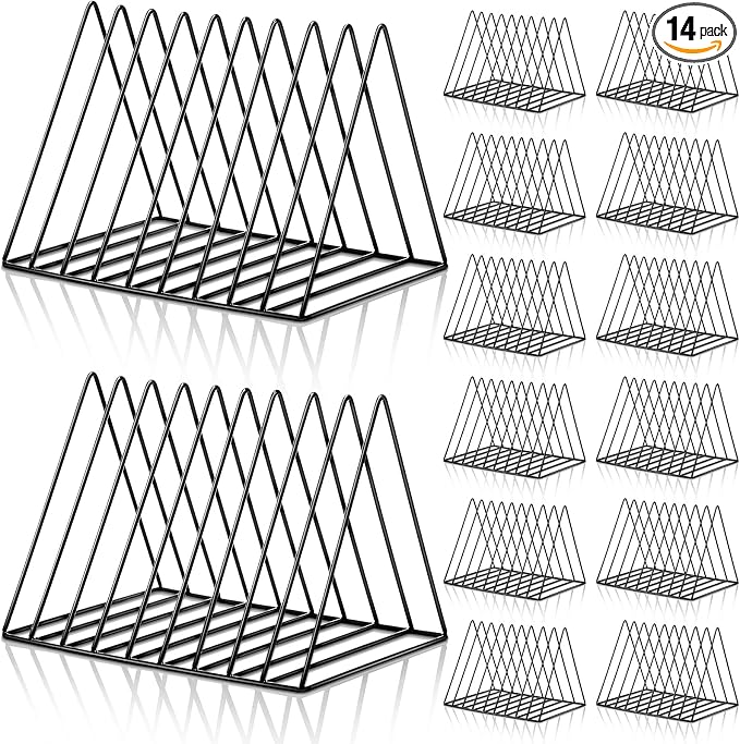 14 Pieces Magazine Holder Triangle File Holder Metal Book Record Vinyl Storage Rack Multifunction Triangle File Organizer Sorter for Decor Home Office by Shimeyao