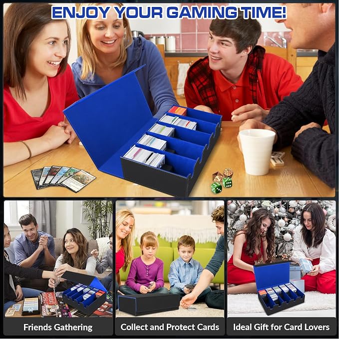 AOBOPLE 3500+ Trading Card Storage Box,Vertical 5-Row and Magnetic Card Box | PU leather Card Storage,48 Dividers + 10 Card Supports, Card Organizer For MTG TCG Commander,Gift For Collectors - Image 7