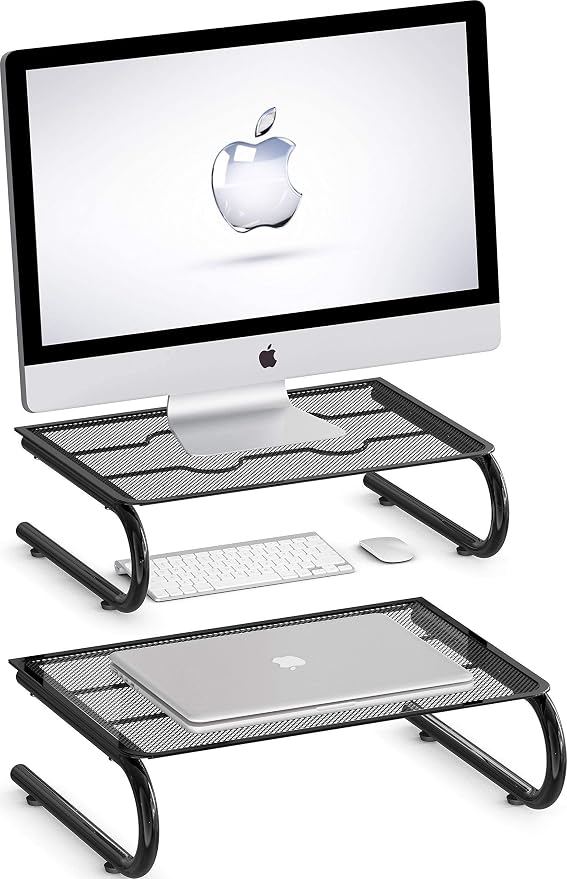 SimpleHouseware Metal Monitor Stand Riser with Drawer + Mesh Monitor Stand Riser - Image 4