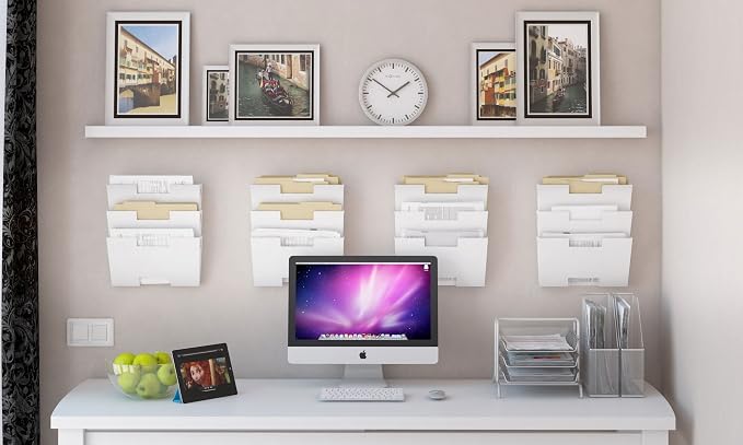 Wallniture Lisbon Wall File Holder Organizer for Office Storage, 3-Tier Mail and Magazine Holder Metal White - Image 4