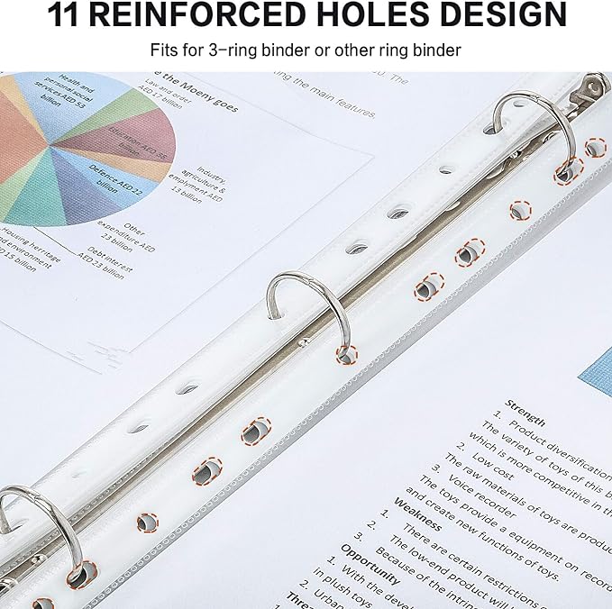 Sheet Protectors, PANDRI 400 Pack Clear Heavy Duty Plastic Page Protectors Sheet Reinforced 11-Hole Fit for 3 Ring Binder Fits Standard 8.5 x 11 Paper, 9.25 x 11.25 Top Loaded, Excluding Acid - Image 3