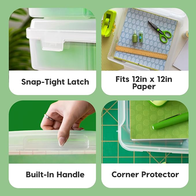 IRIS USA Scrapbook Case |Made in USA| Fits 12"x12" - Thick (6-Pack) - Clear | Portable Plastic Storage Organizers with Built-In Handles for Paper, Art, Board Games, Crafts, Files & Office Supplies - Image 3