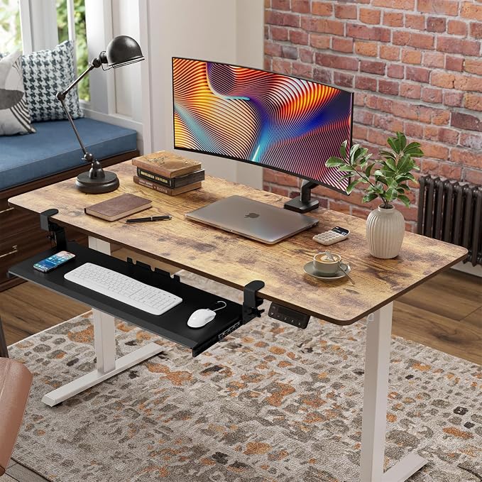 Keyboard Tray Under Desk Pull Out with 3 Height Adjustable Extra Sturdy C Clamp Mount System, 32.8 (38 inch Including Clamps) x 12 Inch Slide-Out Platform Computer Drawer for Typing - Image 9