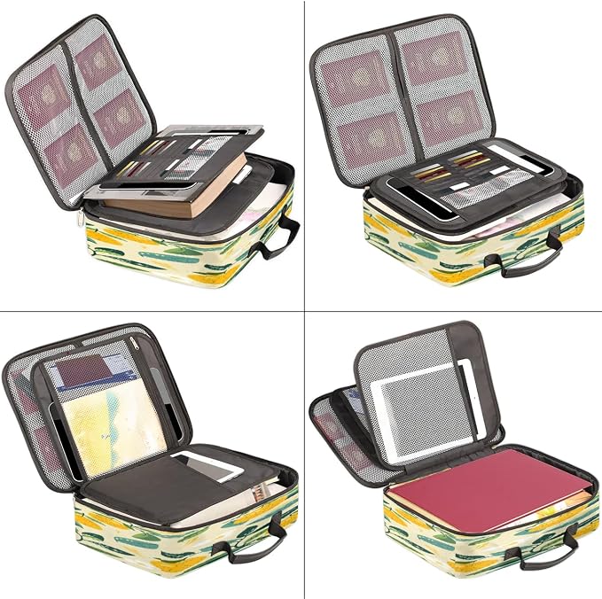 File Organizer Watercolor Lemon Document Organizer with Handle Portable File Organizer Bag Home Travel Storage Bags for Files Laptop Certificates - Image 5
