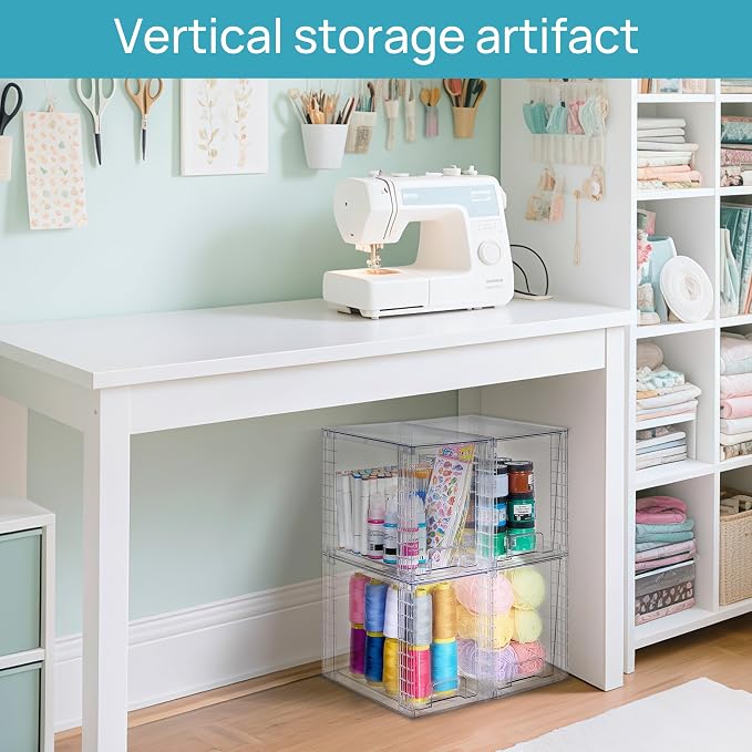 Vtopmart 4 Pack Clear Stackable Storage Drawers,9.7" High Plastic Organizers Bins for Skincare, Bathroom Supplies,Ideal for Cabinet,Undersink,Vanity,Kitchen,Pantry Organization - Image 8